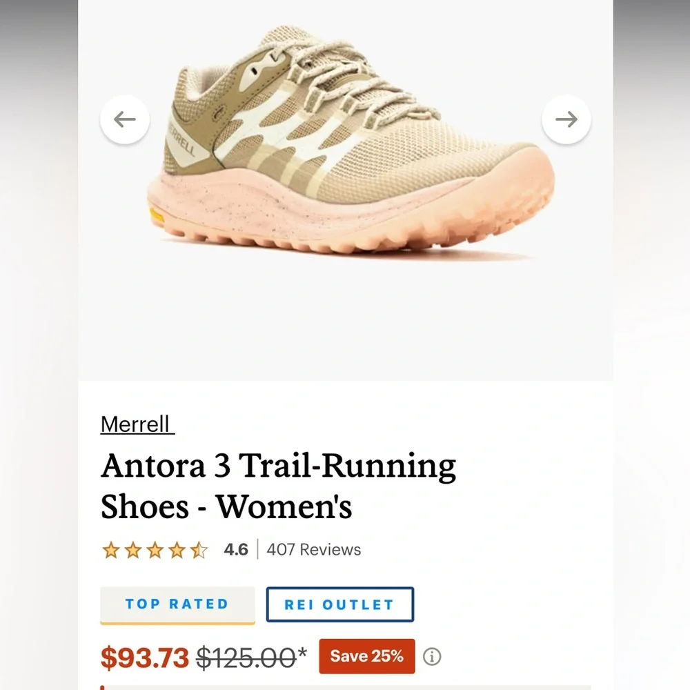 Merrell Women's Sneakers in Tan and Peach Antora 3 Trail running shoes - Picture 8 of 8